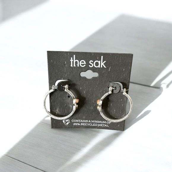 The Sak Hoop Earrings | Silver Tone | Eco-Friendly | Recycled Metal - Picture 3 of 3